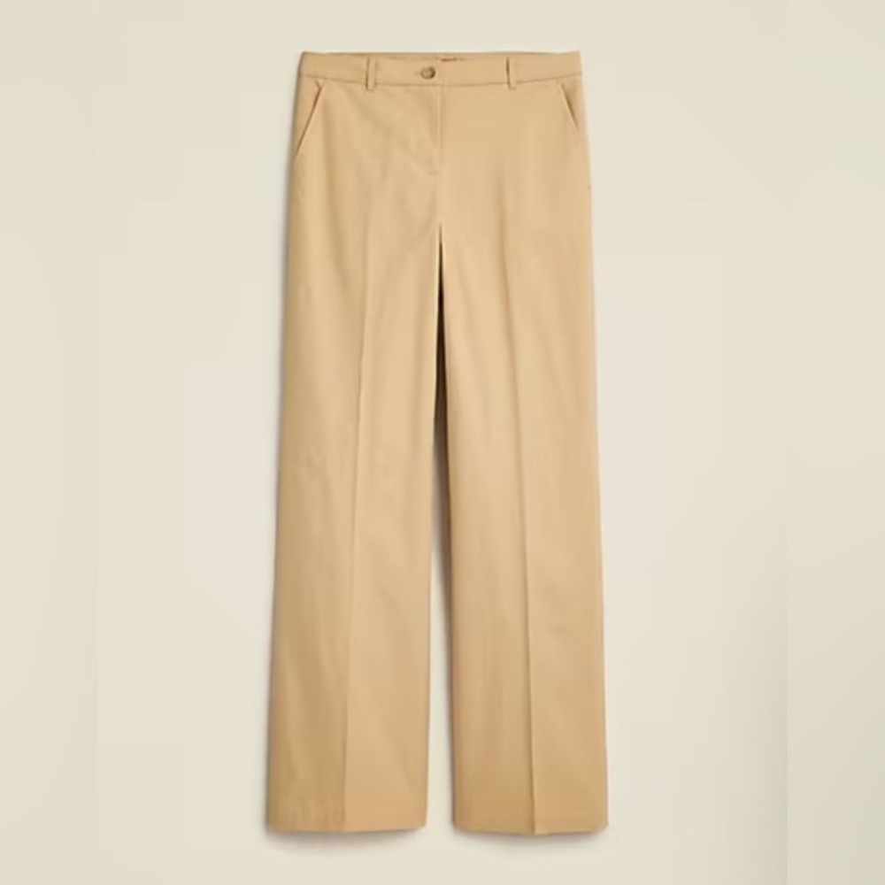 New! J. Crew Full-length wide-leg trouser in cotton blend Tan Khaki Size 10 #L07